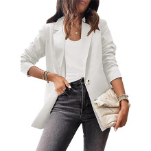 (White S) Red Slim Fit Women Office Jacket Long Sleeve Fall Spring M