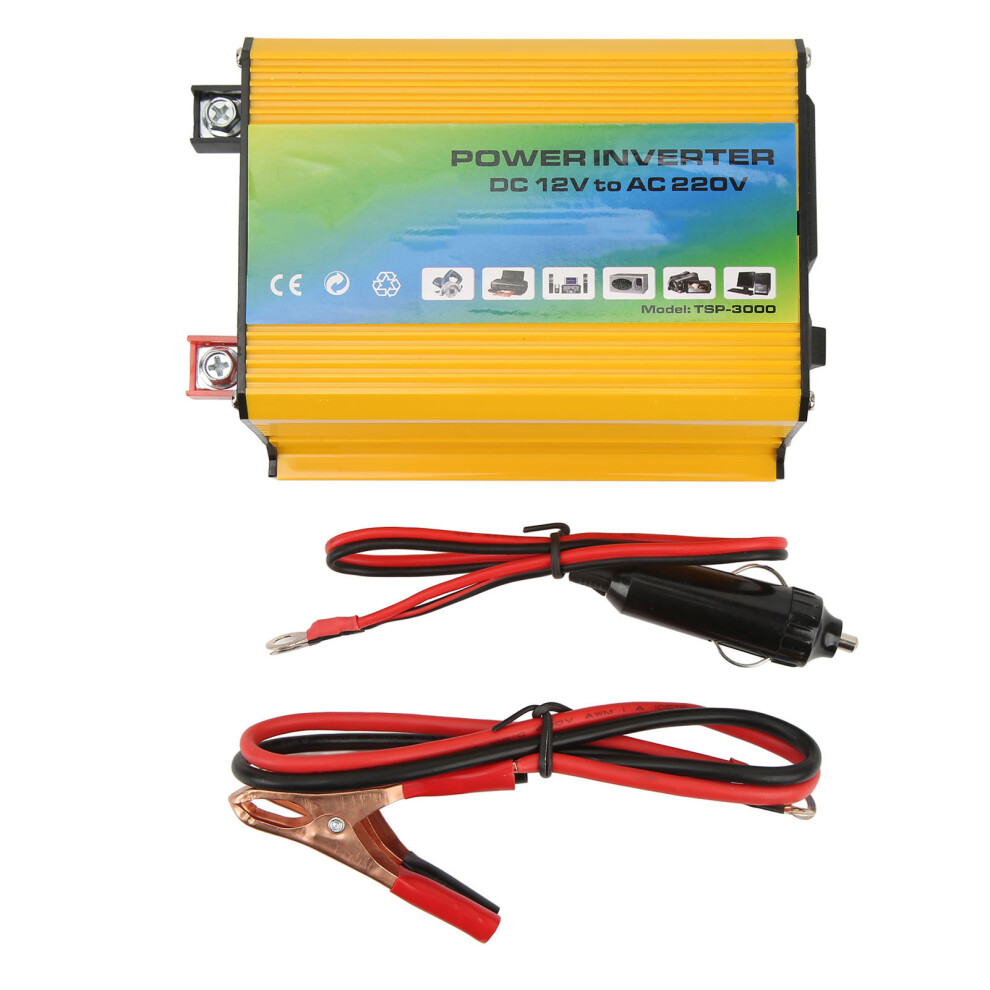 (Yellow) 300W Power Inverter 12V To 220V With Dual Usb Ports Yellow 643505309553