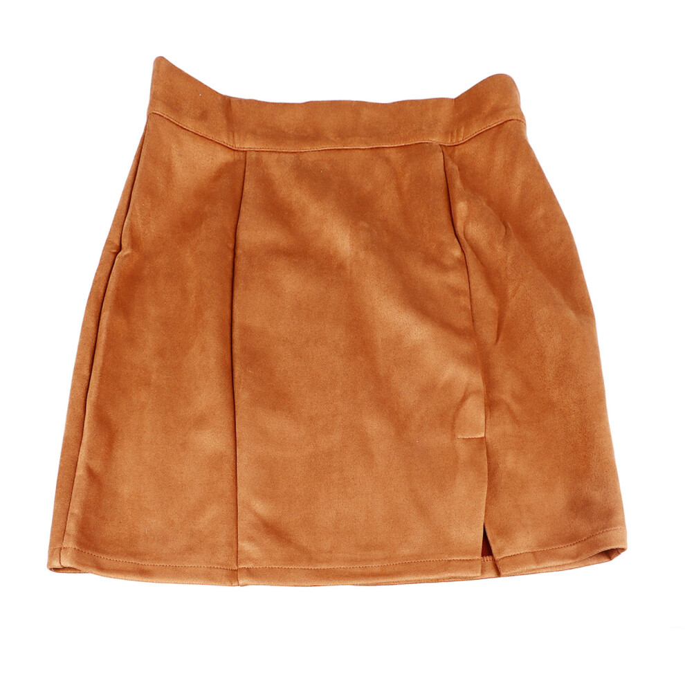 (Khaki M) Women A Line Short Skirt Bodycon High Waist Split Hem Khaki M-image-OPC-PMK9Z6R-NEW