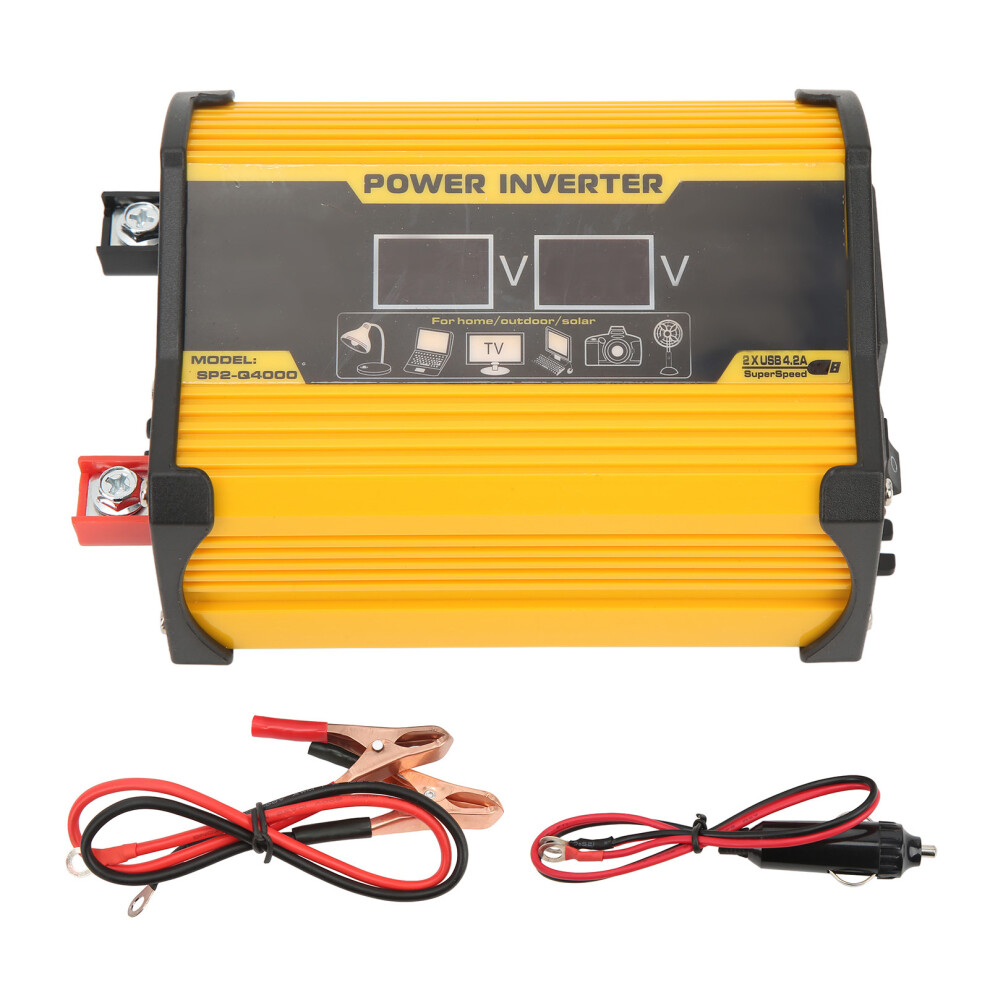 (Yellow) 300W Modified Sine Wave Car Inverter 12V To 220V Dual Usb Yellow 643505309751