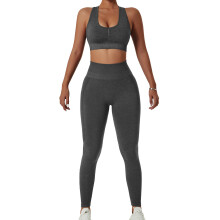 (Dark Gray S) Women Workout Set High Waist Seamless Dark Gray S