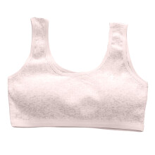 (Pink One Size) Girls Cotton Sports Bra Wide Straps Anti Protrusion Washable White