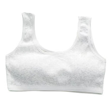 (White One Size) Girls Cotton Sports Bra Wide Straps Anti Protrusion Washable White