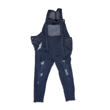 (Light Blue XL) Women Distressed Overalls Light Blue XXXL