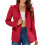 (Red M) Turn Down Collar Suit Coat Long Sleeve Red M 1