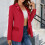 (Red M) Turn Down Collar Suit Coat Long Sleeve Red M 5
