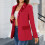 (Red M) Turn Down Collar Suit Coat Long Sleeve Red M 4