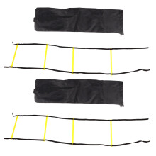 2PCS 4 Rung Rope Ladder 2m Black Rope Yellow Rung