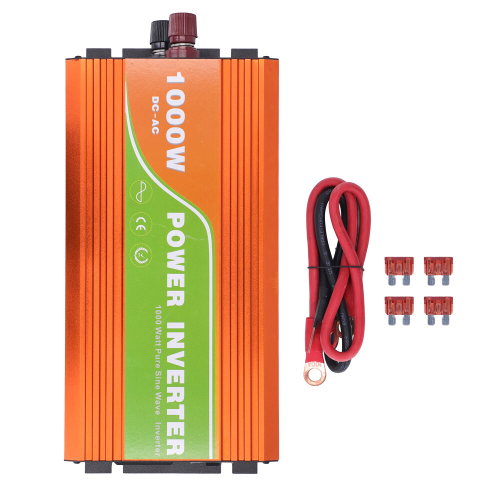 (Dc12v) 1000W Pure Sine Wave Inverter Overload Protection Aluminum Alloy Red/Light 643505314779