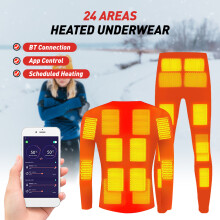 Heated Underwear Men Women Winter Warm 24 Areas USB App Control