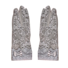 (Grey) Short Lace Gloves Sun Block Breathable Slim Pink