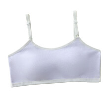 (White Gray Free Size) Girls Bra Pure Cotton Soft Breathable White Gray