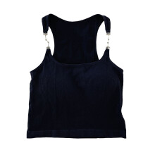 (Black Recommended Weight: 88.2lb to 143.3lb) Women Tank Top Metal Buckle Ribbed Elastic Breathable Black