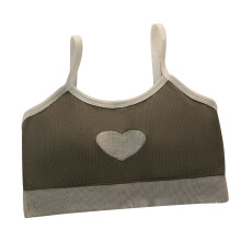 (Grey Free Size 37.5‑60kg / 82.7‑132.3lb) Girls Wireless Bra Stabilizing Spaghetti Strap Padded Grey