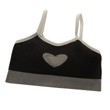 (Black Free Size 37.5‑60kg / 82.7‑132.3lb) Girls Wireless Bra Stabilizing Spaghetti Strap Padded Grey