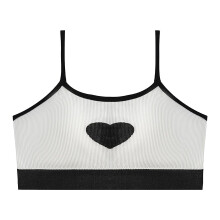 (White Free Size 37.5‑60kg / 82.7‑132.3lb) Girls Wireless Bra Stabilizing Spaghetti Strap Padded Grey