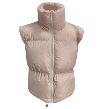 (Apricot XL) Winter Padded Vest Women Full Zip Stand Collar Lightweight Puffer