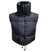 (Black L) Winter Padded Vest Women Full Zip Stand Collar Lightweight Puffer