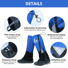 Waterproof High Leg Gaiters Rain Snow Adjustable Hiking