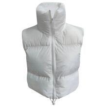 (White S) Winter Padded Vest Women Full Zip Stand Collar Lightweight Puffer