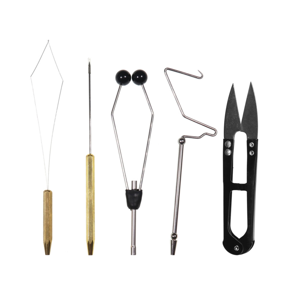 5Pcs Fly Tying Tools Kit Vise Bobbin Threader Needle Whip Scissors 643505326994