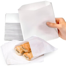 ECONX 1000 X Greaseproof Paper Food Bags 7" x 7" White Paper Sandwich Bags Snacks Bakery Home Restaurants Takeaway Bags