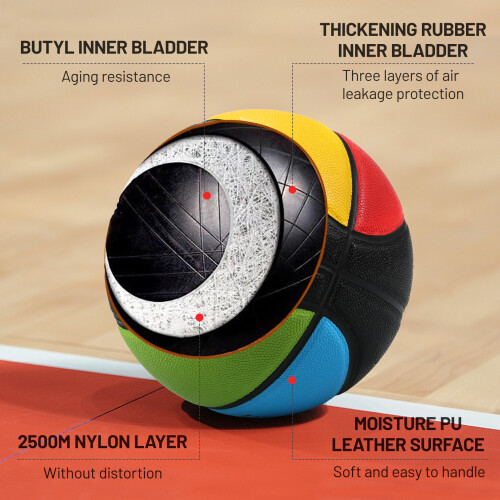PU Basketball Size 5 with Net Bag and Needle 2