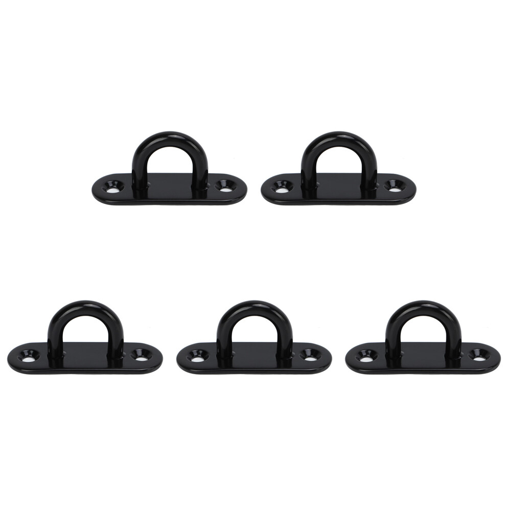 (6Mm/0.24In) 5Pcs Stainless Steel Eye Plate Ceiling Hook Oval Black 8Mm/0.31In 643505319361