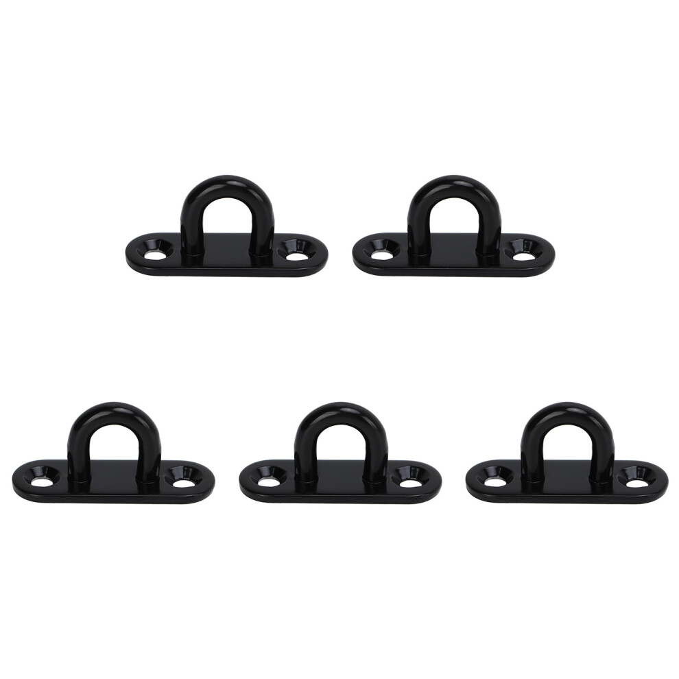 (5Mm/0.20In) 5Pcs Stainless Steel Eye Plate Ceiling Hook Oval Black 8Mm/0.31In 643505319460