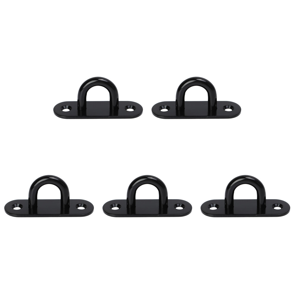 (8Mm/0.31In) 5Pcs Stainless Steel Eye Plate Ceiling Hook Oval Black 8Mm/0.31In 643505319293