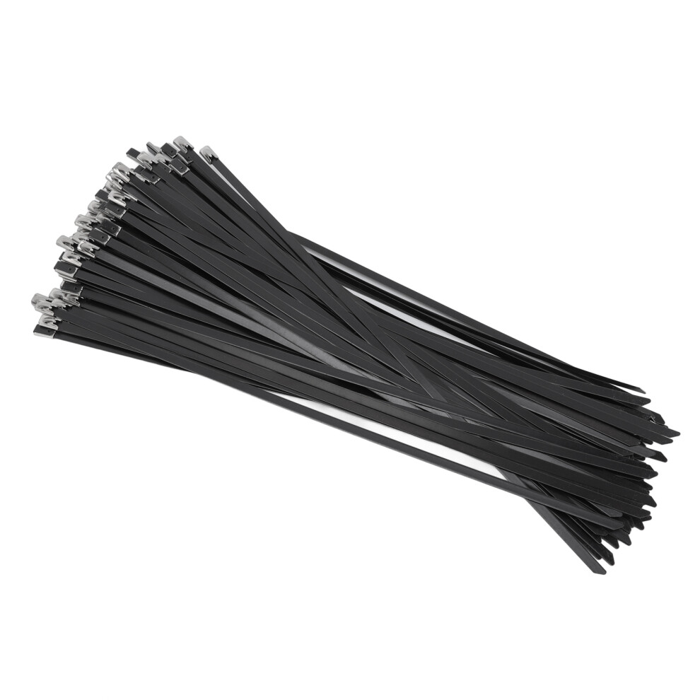 100Pcs 304 Stainless Steel Cable Ties Black Self Locking Zip Ties 643505330731