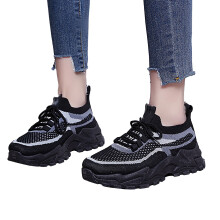 (Black 36) Thick Soles Sneakers Cushioning Support Beige 36