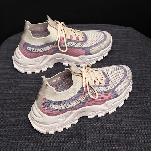 (Beige 38) Thick Soles Sneakers Cushioning Support Beige 36 2
