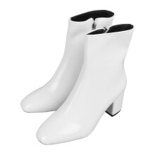 (White Size 38) PU High Heel Boots Simple Stylish Waterproof Rubber Sole White 38