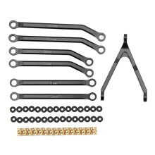 (Black) RC Steering Rod Set Brass Ball Head Tie Rod Rubber Loop 1/24 Axial