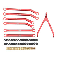 (Red) RC Steering Rod Set Brass Ball Head Tie Rod Rubber Loop 1/24 Axial