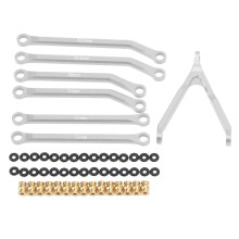 (Silver) RC Steering Rod Set Brass Ball Head Tie Rod Rubber Loop 1/24 Axial
