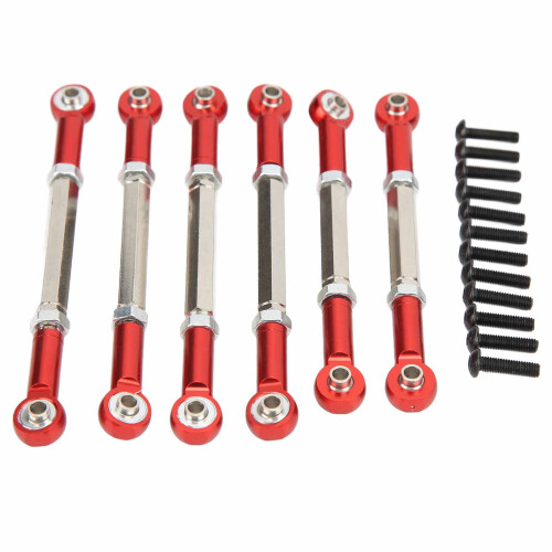 (Red) 6Pcs RC Car Pull Rod Set Shock Absorption High Strength Red 2