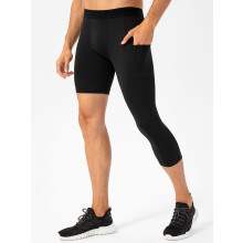 Men One Leg Leggings Basketball Side Pockets Fitness Training Tights