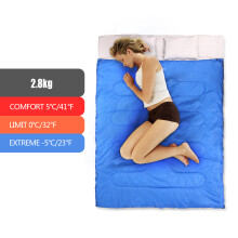 86''x60'' Double Thermal Sleeping Bag 2 Person with 2 Pillows