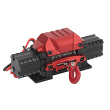 (Black) RC Car Winch Professional Aluminium Alloy Dual Motor Red