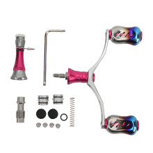 (Pink) Spinning Double Reel Handle Aluminum Alloy Fishing Rocker Pink