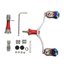 (Red) Spinning Double Reel Handle Aluminum Alloy Fishing Rocker Pink