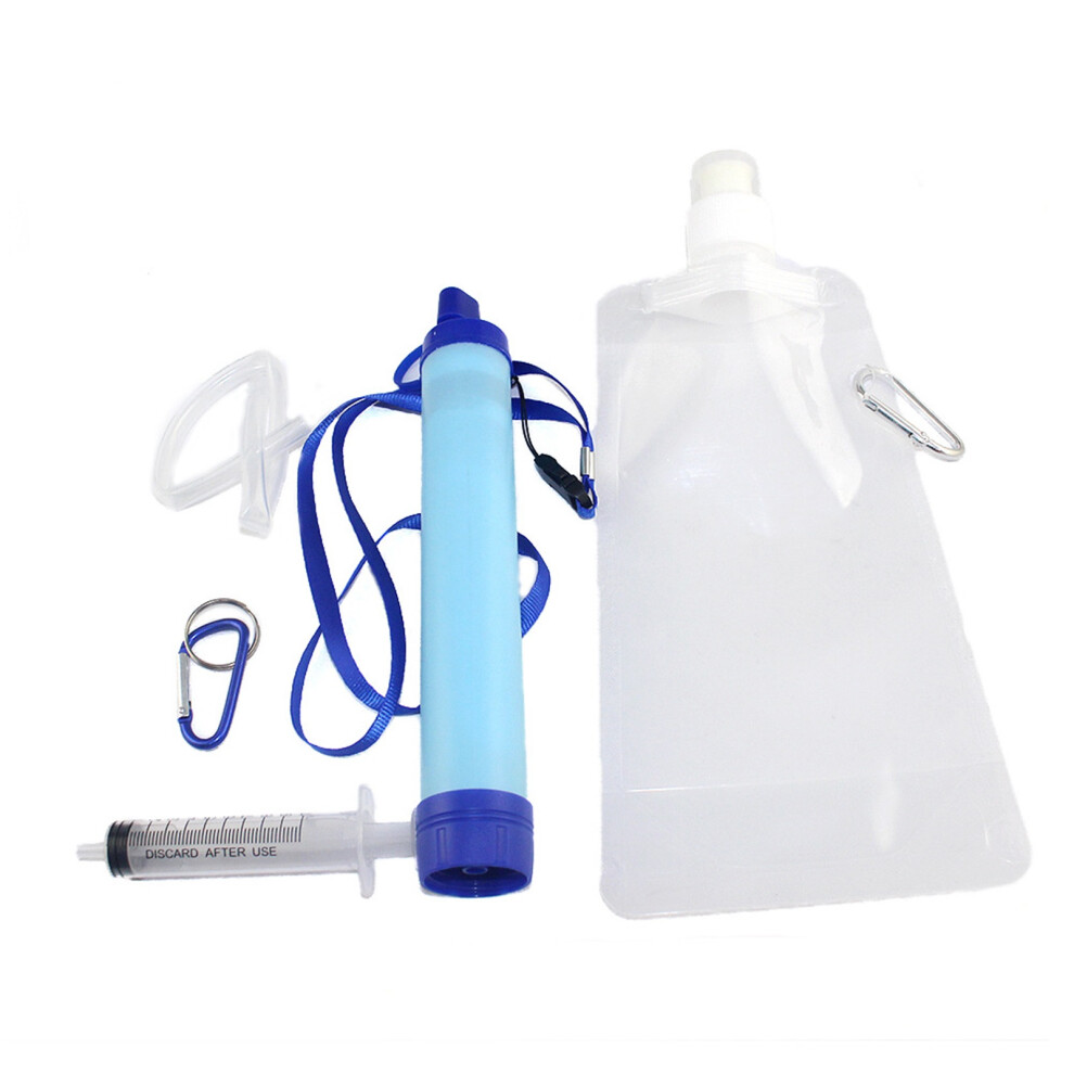 (Blue) Portable Water Purifier Straw Emergency Backpacking Hiking Blue-image-OPC-PMKBTCC-NEW