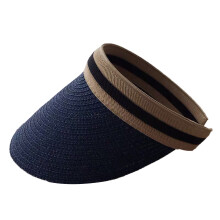 (Navy Blue M(56‑58cm/ 22.5‑22.83in)) Women's Wide Brim Sun Hat Braided Visor Navy Blue M 56-58cm