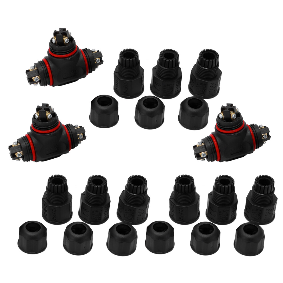 3Pcs Waterproof 3-Way Wire Connector 4-Core Ip68 Outdoor Electrical 500367790854