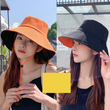 (Black + Orange Free Size) Sun Hat Wide Brim Windproof Fishing Hiking Black Orange Free Size