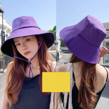 (Black + Purple Free Size) Sun Hat Wide Brim Windproof Fishing Hiking Black Orange Free Size