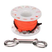 (White Reel) Finger Reel Diving Spool Stainless Steel 30m Orange Line