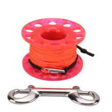 (Red Reel) Finger Reel Diving Spool Stainless Steel 30m Orange Line
